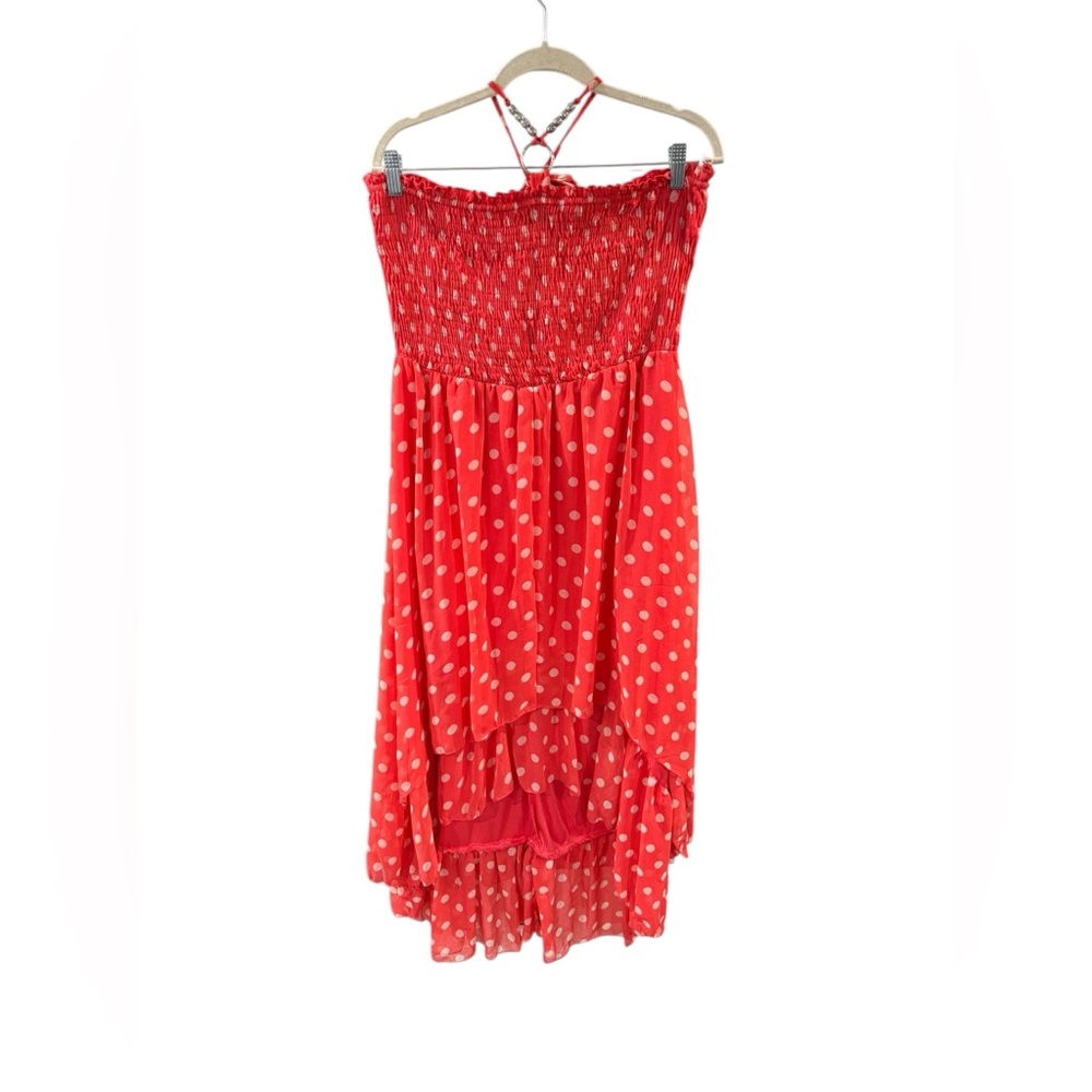 Metro 22 Red High-Low Dress with‎ Tie Halter